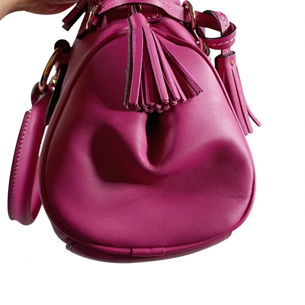 Dooney & Bourke Satchel Women Small Fuchsia Pink Tassel Leather Bag